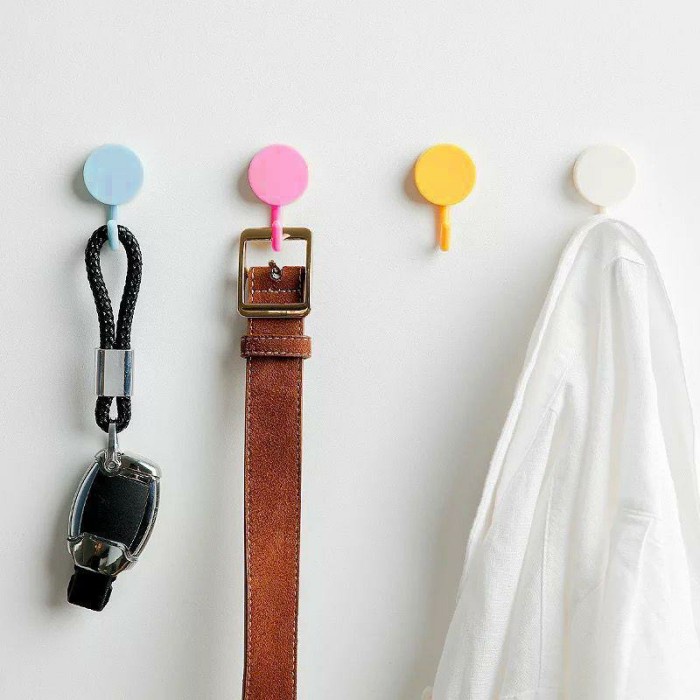 GANTUNGAN KENZ SINGLE MACARON ROUND HOOK HANGER / WALL HOOK STICKER ที่แข็งแกร่งหลายมุม
