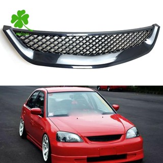 กระจังหน้าเครื่องยนต์ สีดํามันวาว สําหรับ Honda Civic JDM Type R 2001-2003 2DR 4DR EM ES