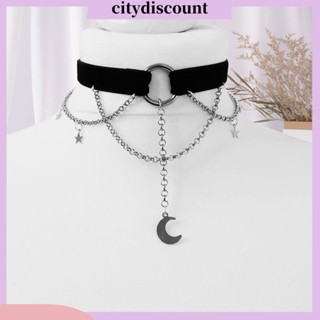 &lt;citydiscount&gt;  สร้อยคอโชคเกอร์ โซ่สั้น รูปดวงจันทร์ สไตล์โกธิค สําหรับผู้หญิง