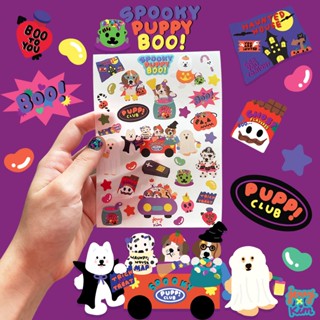 Spooky puppy boo! transparent sticker 👻 Jerryxkimdotstick รหัส428