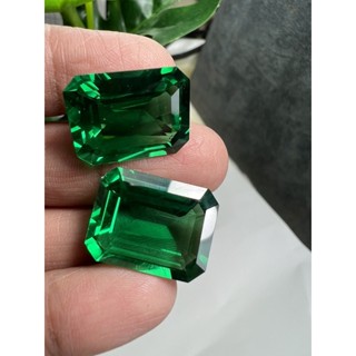 Lab synthetic emerald 10 x14mm 2 pieces