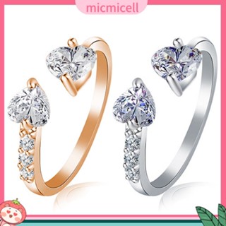 (micmicell) women  s Double Love Heart แหวนประดับเพทายทองแดง