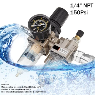 AC2010-02 1/4 "BSP คู่มือการใช้งานเครื่องกรองคว ชุดกรองดักน้ำ ตัวกรองลมดักน้ําดักไอน้ำ ปั้มลม พร้อมใส้กรองปรับแรงดันลม