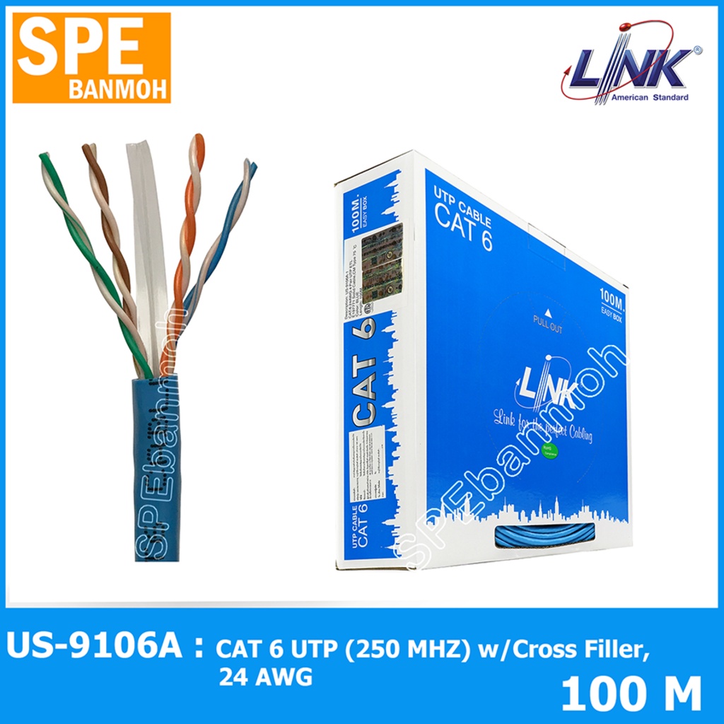 US-9106A-100 Cat6 CAT 6 UTP (250 MHZ) w/Cross Filler, 24 AWG, CM 100 M.*/Pull Bx.