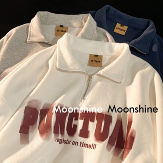 Moon เสื้อกันหนาว เสื้อแขนยาว ย้อนยุค แฟชั่น หลวม ใส่สบายๆ 2022 NEW 102101