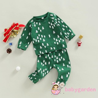 Babygarden-0-24 เดือน ชุดคริสต์มาส แขนยาว พิมพ์ลายต้นคริสต์มาส และกางเกงขายาว สําหรับเด็กผู้ชาย