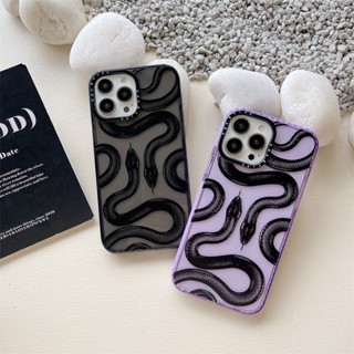 Ready Stock CASETiFY【Black Kingsnake】Soft Silicone TPU Case For iPhone 14 Pro MAX 14 Plus 13 Pro MAX 12 Pro MAX 11 Pro MAX Transparent Shockproof Cover