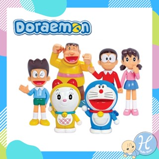 Doraemon ลิขสิทธิ์แท้ ฟิกเกอร์โดราเอม่อนและเพื่อน 6 ตัว ของเล่นสะสม ยกแก๊ง สุดน่ารัก ขนาด 12x9x18 ซม. ของเล่นสะสม