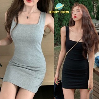ชุดเดรสคอเหลี่ยม Mini Dress มินิเดรสเเฟชั่น เดรสสั้นสายเดี่ยว  ชุดเดรสเข้ารูปกระโปรงสั้น ชุดเดรส มินิเดรส