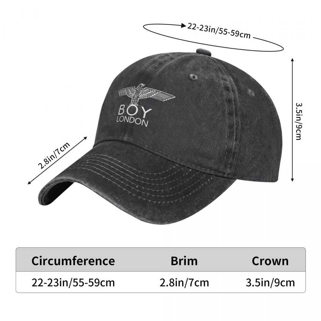 Boy London (2) ผู้ใหญ่ล้าง Denim ผ้าฝ้าย 100% โค้ง Brim Sun Casual All-Match Unisex เบสบอลปรับได้ ผู้ชายผู้หญิง หมวกเก่า