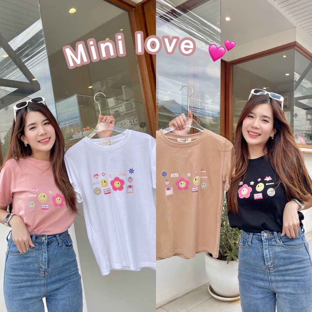 Jarika.shop - เสื้อยืดลายดอกไม้เกมส์กด ( งานป้าย.. Jarika ) ( จ31 )
