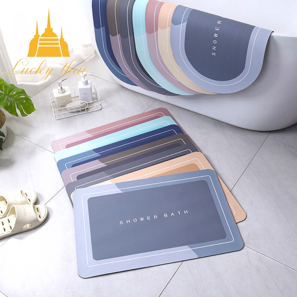 Luckythai พรมเช็ดเท้าซับน้่ำ พรมเช็ดเท้าผ้ากะมะหยี่ กันลื่น ซับน้ำ