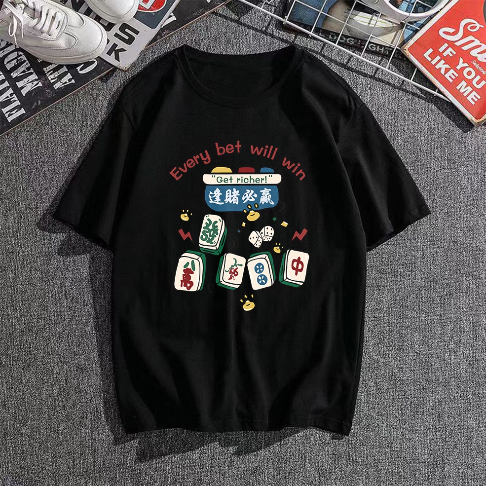 NEW YEAR 2026 马年新年衣服 ตํานานที่จําเป็นทุกวัน BET WIN NATIONAL TIDE STYLE COTTON TSHIRT ผู้หญิงเสื้อยื