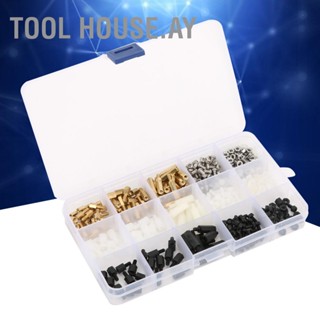 Tool House.Ay น็อตสกรูไนล่อน หัวเดียว หกเหลี่ยม M3 1 ทาง สีขาว ดํา สําหรับส่วนประกอบอิเล็กทรอนิกส์ 360 ชิ้น