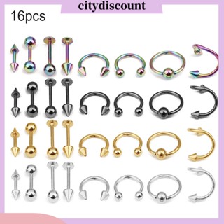 &lt;citydiscount&gt; จิวเจาะร่างกาย ปาก จมูก คิ้ว ลิ้น ลิ้น 16 ชิ้น