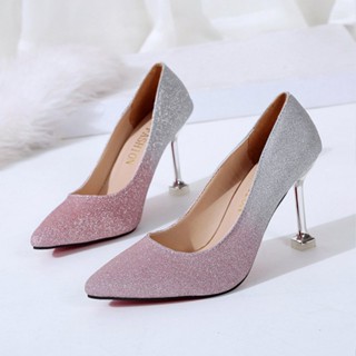 รองเท้าส้นสูง มาพร้อมกลิตเตอร์สีไล่เฉด ขนาด34-40 มีส้นให้เลือก