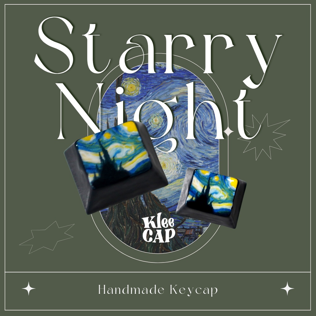 (ส่งภายใน 3 วัน) keycap handmade คีย์แคปลาย starry night