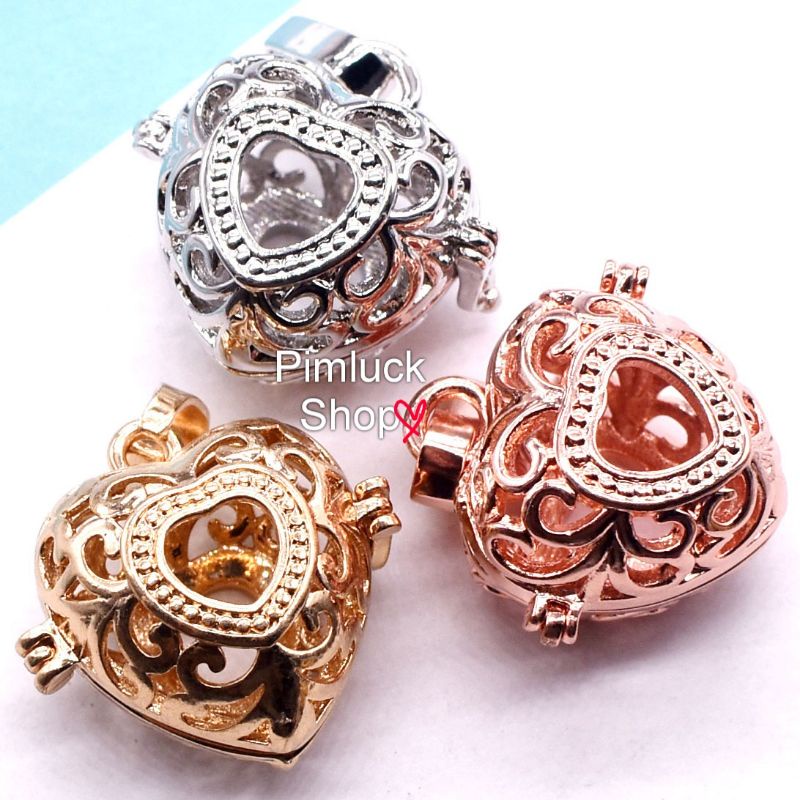 (11mm.) จี้ กระพรวนเปิดฝาได้ลายหัวใจ ล๊อคเก็ตเปิดฝาได้ใส่ของขลังมงคลpimluck