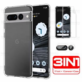 3in1 เคสซิลิโคนใส กันกระแทก สําหรับกล้อง Google Pixel 7 Pro Googe Pixel7 7Pro Pixel7Pro 5G