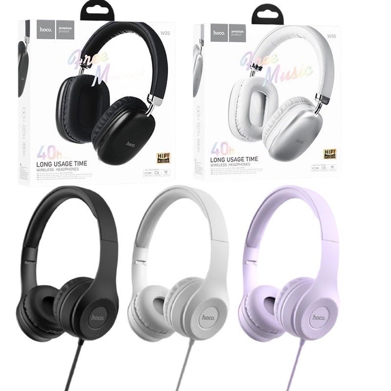 HOCO W35 W21 W27หูฟังเฮดโฟน พร้อมไมโครโฟน น้ำหนักเบา แบบใช้สาย