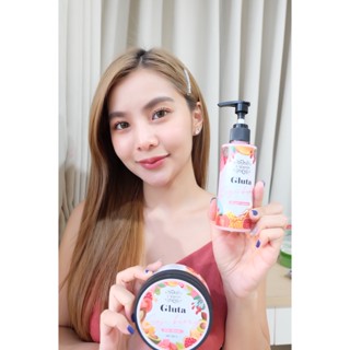 ส่งฟรี!!! gluta goji berry milk scrub &amp; bright Lotion กลูต้า โกจิเบอร์รี่ มิลค์ สครับ และ ไบรท์ โลชั่น