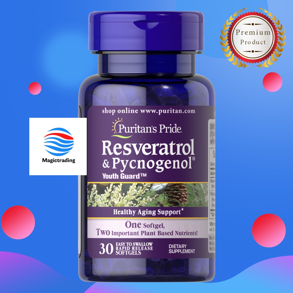 Puritan s Pride Resveratrol 100 mg & Pycnogenol® 30 mg / 30 Softgels