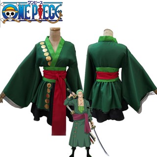 One Piece Anime Roronoa Zoro Cosplay Costume Zoro Robe Dress Kimono Full Set Halloween Lolita Dress Suits