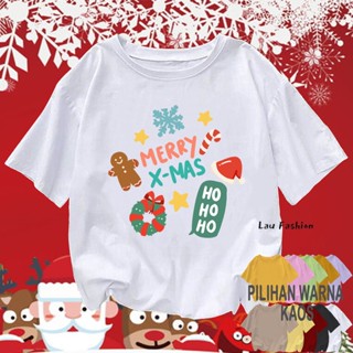 เสื้อยืด ผ้าฝ้าย พิมพ์ลายคริสต์มาส Merry X-MAS 2022 สําหรับผู้หญิง และผู้ชาย