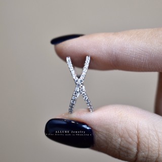 แหวนเงินแท้925 ชุบเคลือบทองคำขาว ประดับเพชร CZ Swiss Diamond✨ [ X - Allure Jewelry ]