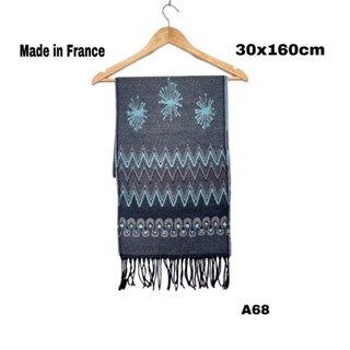 Scarf ผ้าพันคอ ผ้าคลุมไหล่ Made in France ตกแต่งอคิลิคลงรายละเอียด