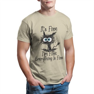 เสื้อยืด Camiseta de algodón con estampado de gato para hombre, camisa de manga corta con estampado de Animal, ropa de v