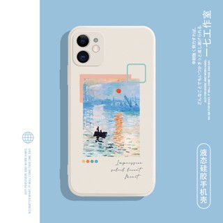 Oil painting Monet เคสไอโฟน iPhone 8plus 13 11 12 pro max Xr Xs X max 14 pro phone case 7 8 เคส 7 8พลัส TPU cover นิ่ม