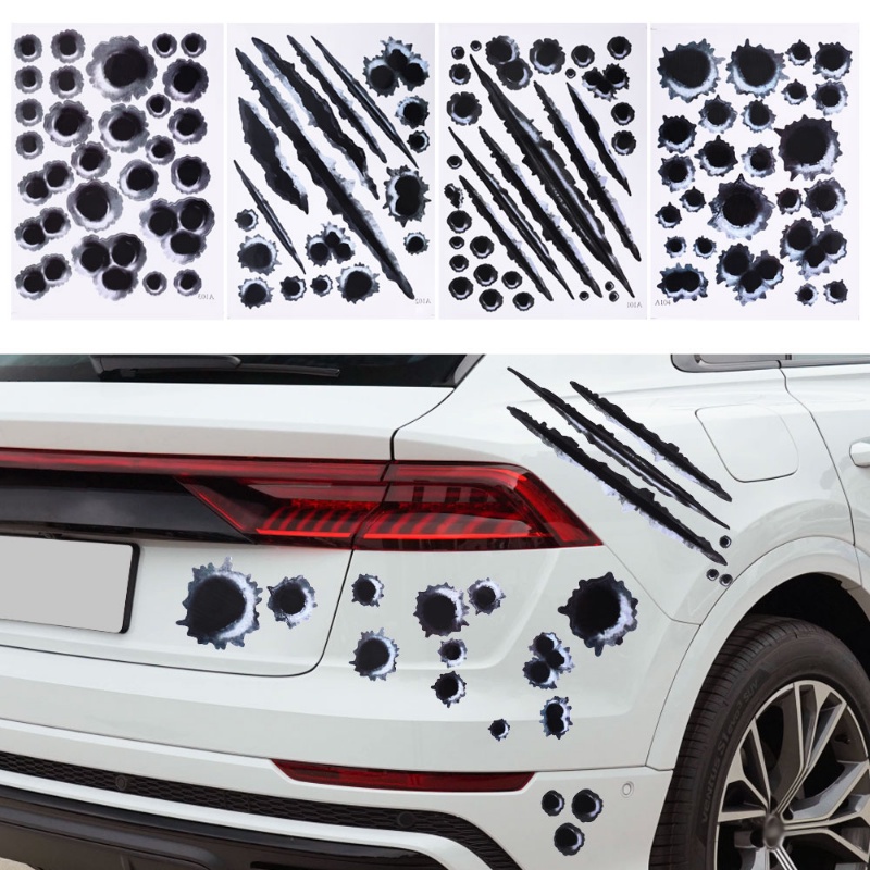 สติกเกอร์ ลายกระสุน 3D กันน้ํา สําหรับติดตกแต่งรถยนต์ รถจักรยานยนต์ 1 ชิ้น