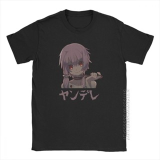 เสื้อสาวอวบ เสื้อยืดผู้ชาย Yandere สาว Katakan Mirai ผ้าฝ้ายเสื้อยืดพื้นฐานชาย Tshirt Gasai Yuno อนาคตโคนมเสื้อยืดการ์ตู