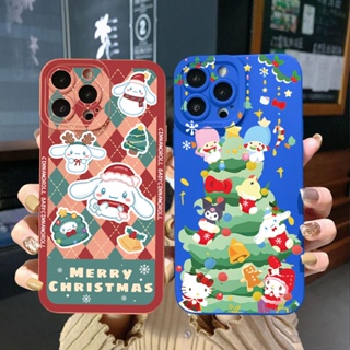 เคสโทรศัพท์มือถือ ขอบสี่เหลี่ยม ลาย Merry Christmas Kuromi My Melody Cinnamon สําหรับ Samsung Galaxy A33 A53 A73 5G A32 A52S A72 A31 A41 A71