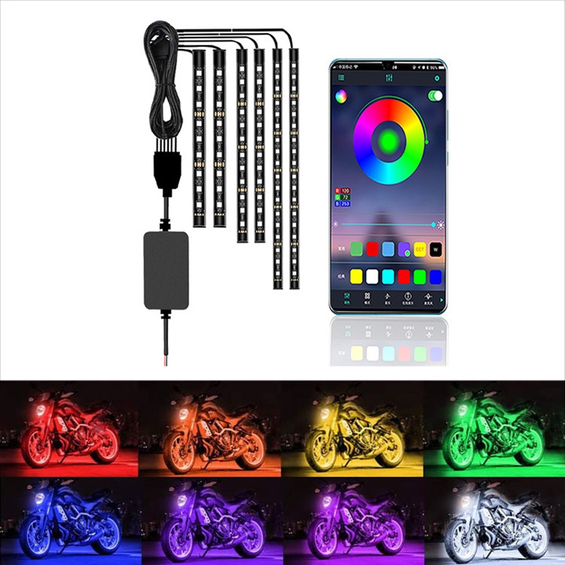LED Car Motorcycle 5050 SMD APP Sound Control RGB Waterproof Moto Atmosphere Light Decorative Ambient Lamp Flexible Stri