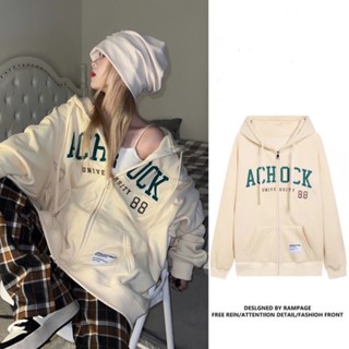 Sweater 🎈พร้อมส่ง🎈เสื้อกันหนาว ACHOCK โอเวอร์ไซส์ สกรีนลายด้านหน้าเเละเเขน เนื้อผ้าสำลี ผ้านุ่มมากๆ AC88