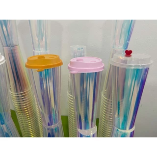 【10ใบ】 แก้วน้ำสีรุ้ง /ทอง /เงิน พลาสติก PP สีสวย ทรงสลิม พลาสติกอย่างหนา 12/16/22 ออนซ์