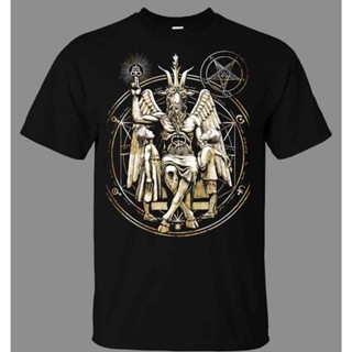 เสื้อยืดผ้าฝ้ายพิมพ์ลายแฟชั่น Sanc6 [พร้อมส่ง] เสื้อยืดแขนสั้น พิมพ์ลาย Baphomet Satanic เรียบง่าย พลัสไซซ์ ของขวัญวันเก