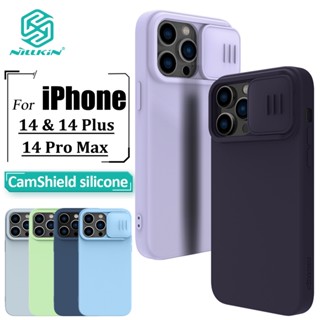 Nillkin เคสซิลิโคนเหลว สําหรับ iPhone 14 Pro Max 14 Pro 14 Plus CamShield Silky เคสโทรศัพท์กล้อง ตัวเลื่อน กันกระแทก ฝาหลัง