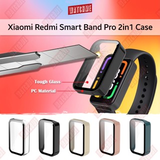 เคส Xiaomi Redmi Smart Band Pro, 2in1 ฝาครอบป้องกันหน้าจอ แบบเต็ม, เคสแข็ง PC พร้อมกระจกนิรภัยในตัว