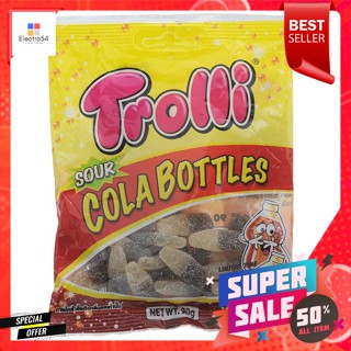 ทรอลลี่ วุ้นเจลาตินสำเร็จรูป กลิ่นโคล่า รสเปรี้ยว รูปขวดโคล่า 90 ก.Trolli, ready-made gelatin agar, cola flavor, sour fl