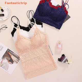 Fantastictrip ผู้หญิง ลูกไม้ ดอกไม้ เบาะ Bralette Bralet Bra Bustier เสื้อครอปยาว Cami เสื้อแฟชั่น