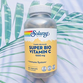 Super Bio C Buffered ชนิด Time Release 250 Vegetarian Capsules (Solaray®) วิตซีธรรมชาติจากโรสฮิปและอะเซโรล่าเชอรี่