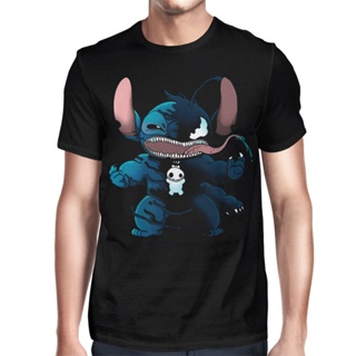 เสื้อยืด ผ้าฝ้าย แขนสั้น พิมพ์ลายการ์ตูน Stitch Lilo พลัสไซซ์ ของขวัญคริสต์มาส สําหรับผู้ชาย XS-6XLS-5X