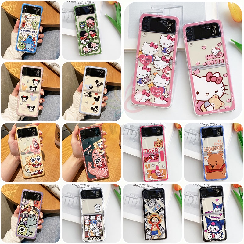 เคสโทรศัพท์มือถือแบบใส กันกระแทก ลายการ์ตูนคิตตี้น่ารัก สําหรับ Samsung Galaxy Z Flip 4 Z Flip 3 Z F