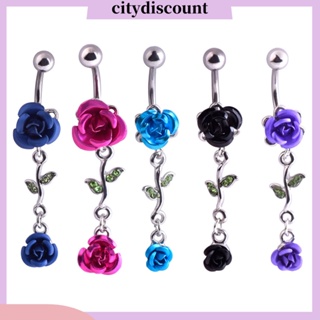 &lt;citydiscount&gt; จิวสะดือ เจาะร่างกาย รูปดอกกุหลาบคู่ ของขวัญ 1 ชิ้น