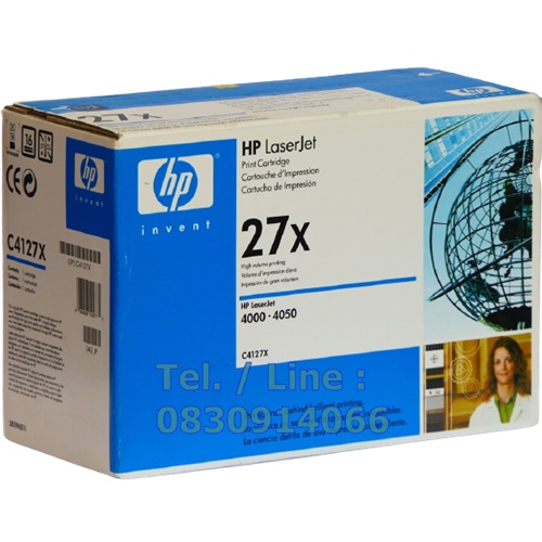 HP C4127X ตลับหมึกแท้ Laser Jet 4000 / 4050 / 4000n / 4000tn / 4050n หมึกสีดำ กล่องฟ้า-ขาว มีรอยเปิด