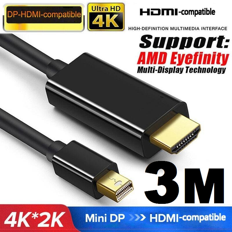 3M Mini DP Display Port Thunderbolt 2 to HDMI-compatible Cable Pro Adapter Plated Gold For MacBook mini iMac.