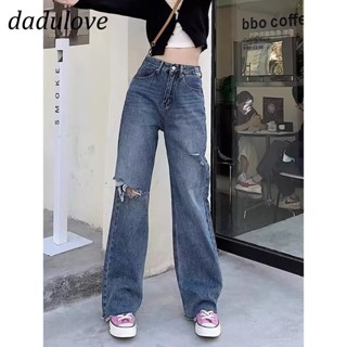 DaDulove💕 New Korean Version Ins Ripped High Waist Wide Leg Jeans Loose plus Size Fashion Womens Clothing